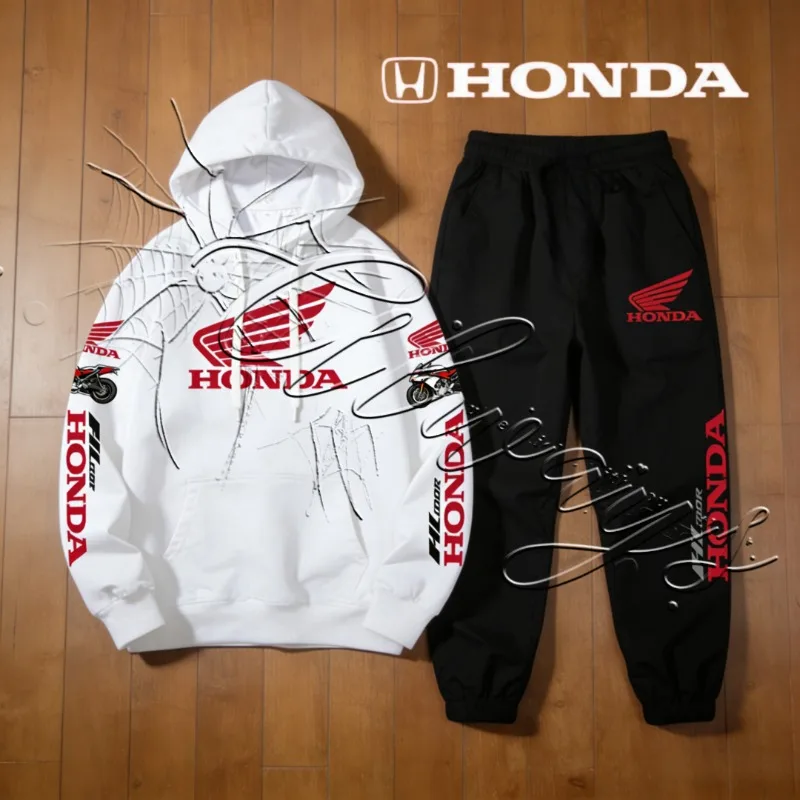 

2026Autumn and Winter New Honda Racing Enthusiast Cycling Warm Suit Men's Fashion Motorcycle Suit Hoodie PantsMOTO Two-piece Set
