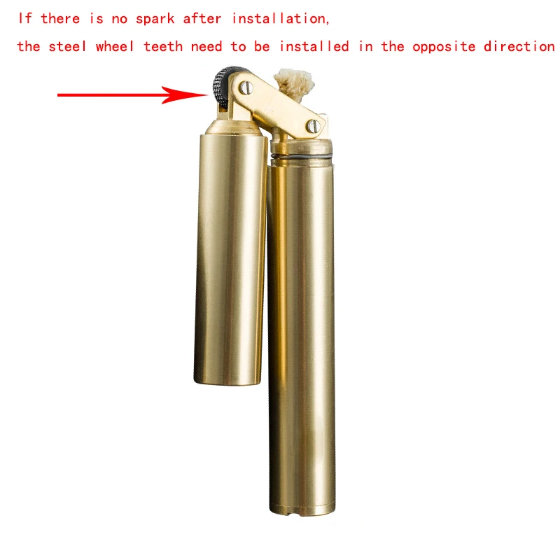 Funny Ultra-thin Fold Wheel Gasoline Slim Brass Metal Lighter Cigarette Gadget  85mm