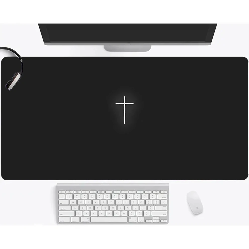 

Black and White Cross Design Mouse Pad Non-Slip Rubber Base Mat Rectangular Desk Pads for PC Computer Office and Gaming Setups