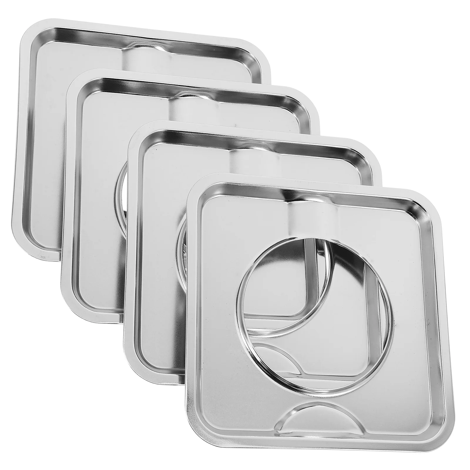 4 Pcs 19CM Square Gas Burner Drip Tray Heat Resistant Oil Catch Pan Detachable Design For Stove Top Prevent Splatter