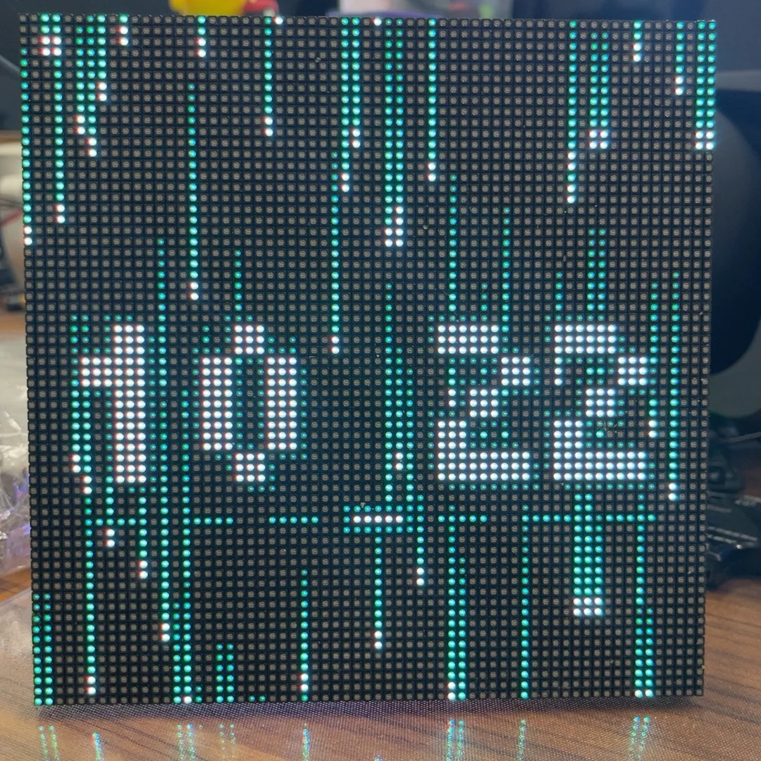 ESP32 Matrix Clock Digital Rain LED Display HUB75 P3 64x64 NTP WiFi Cyberpunk Desktop Gadget DIY Kit