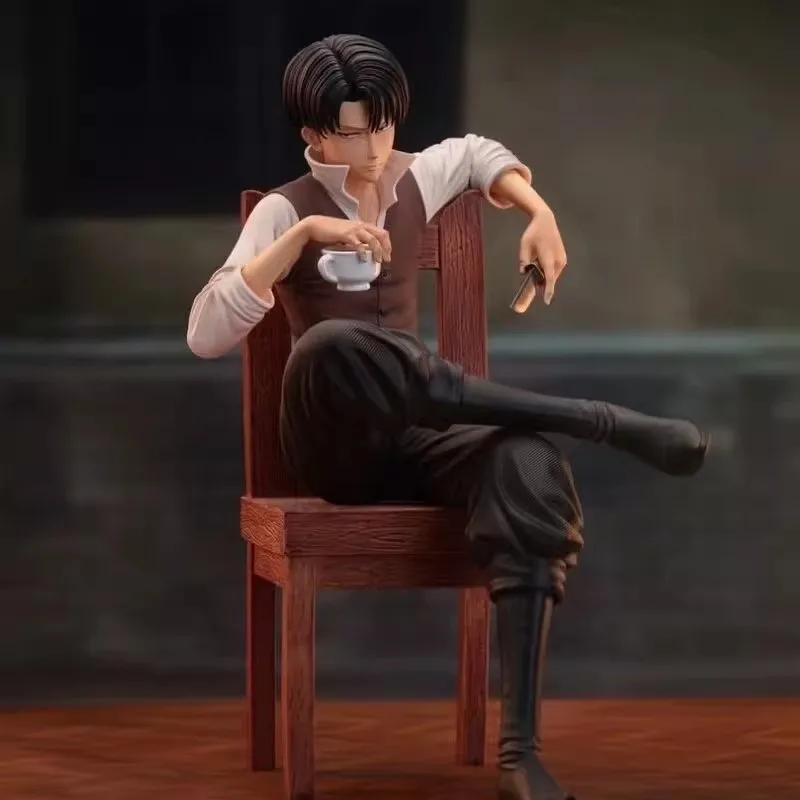 Figura de Anime de Ataque a los Titanes de 19 cm, Figura de Levi Ackerman en Postura Sentada, Modelo de Juguete, Preventa, Estatua GK, Figura Decorativa, Regalos