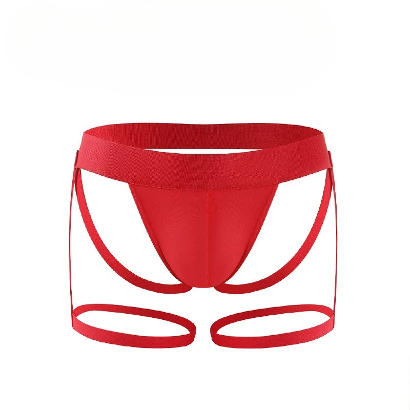 Men's Jockstrap Underwear Sexy Low Waist Hollow Out Butt Lifting Double T-Back Breathable Briefs