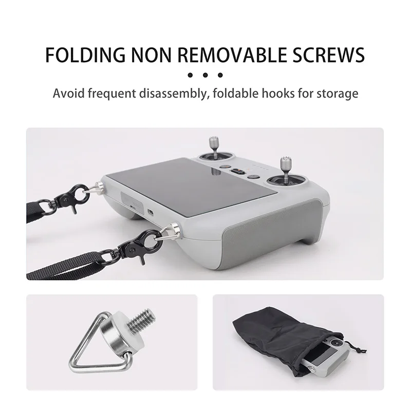 Ganchos duplos corda de suspensão com fivela, pulseira de couro pescoço, colhedor para DJI, Mini 4, 3Pro, Mavic3pro, Air3, controlador 2S, RC 2, RC Pro Plus