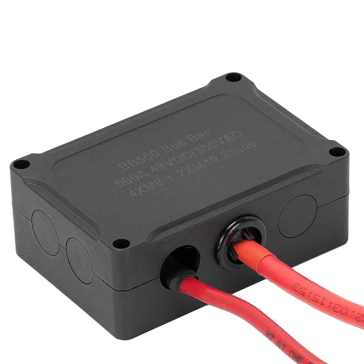 500A Marine Bus Bar 48V Automotive Power Distribution Block Big Current 6 Studs Plastic Cover for Car Boat Auto Red