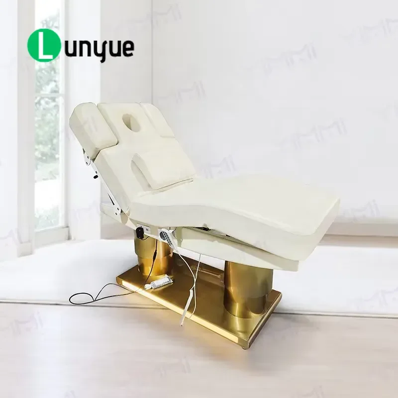 4 Motor Electric Beauty Bed with Hot Eyelash Table Luxury Massage Chair for Spa Facial Treatment Comfortable Adjustable