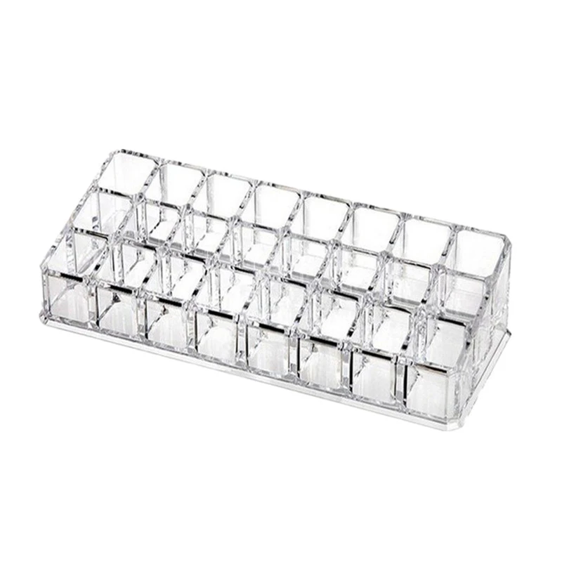 Makeup Holder Cosmetics Display Rack 24 Lattices Acrylic Lipstick Organizer Lip Gloss Container Plastic Nail Polish Storage Box