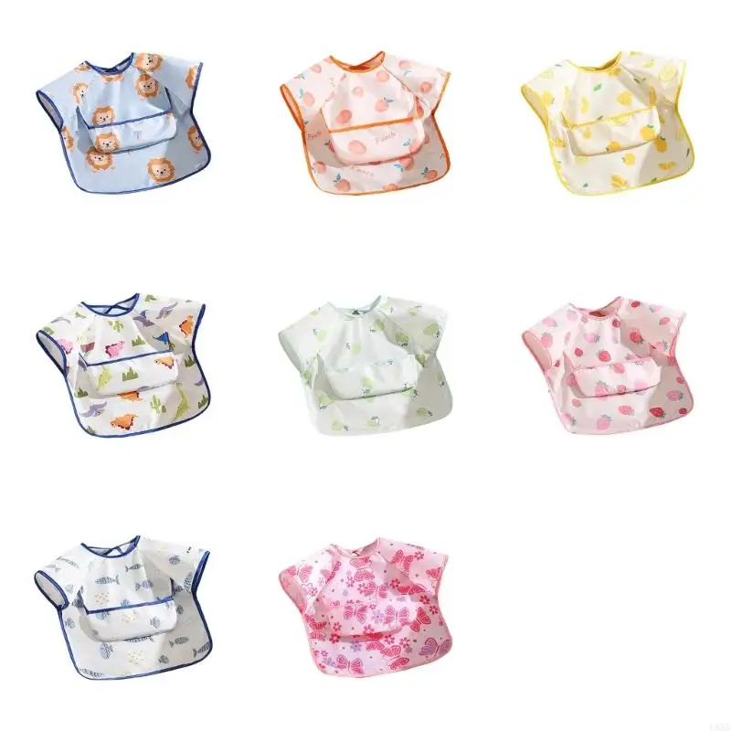 

Y88D Baby Led Weaning Bib Apron with Spill Pocket Soft Lightweight Fabric for Child