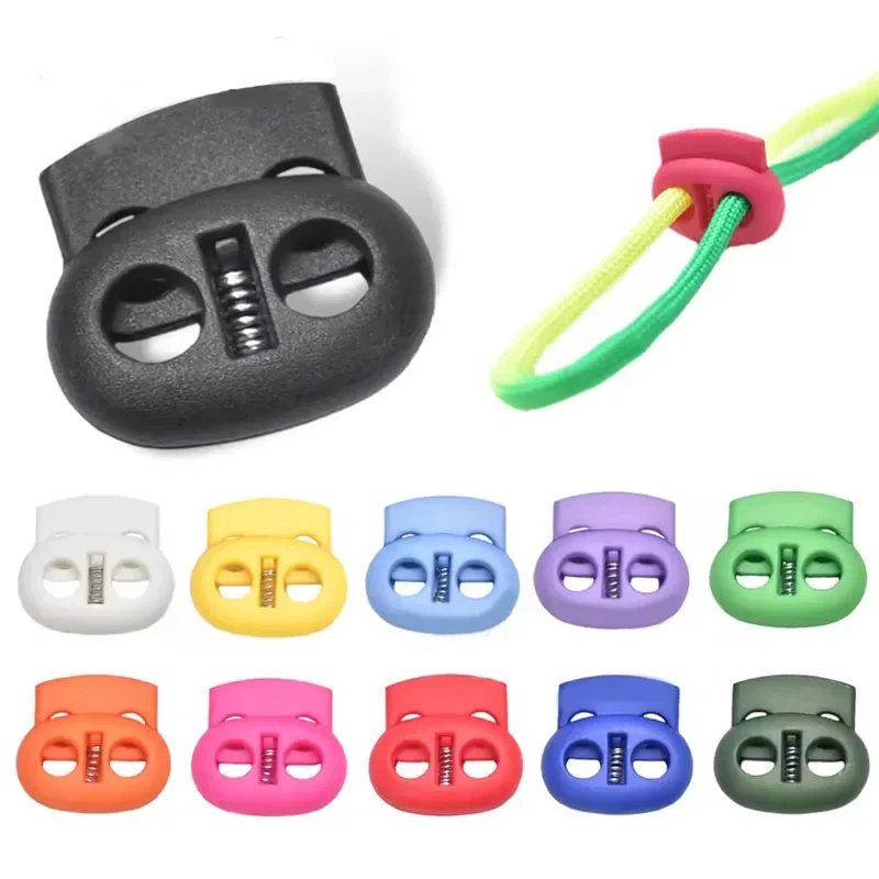 20pcs Plastic Stopper Cord Lock Bean Toggle Clip Apparel Shoelace Sportswear Rope Lanyard Accessories Mixed Colorful 5mm Hole