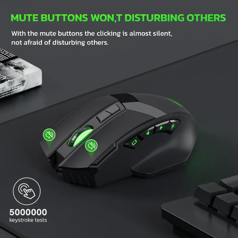 Wireless 2.4G Bluetooth Dual Mode Mouse 10 Keys Mute 4800DPI 4 Speed Adjustment RGB Light Game Office For Win/Mac/linux