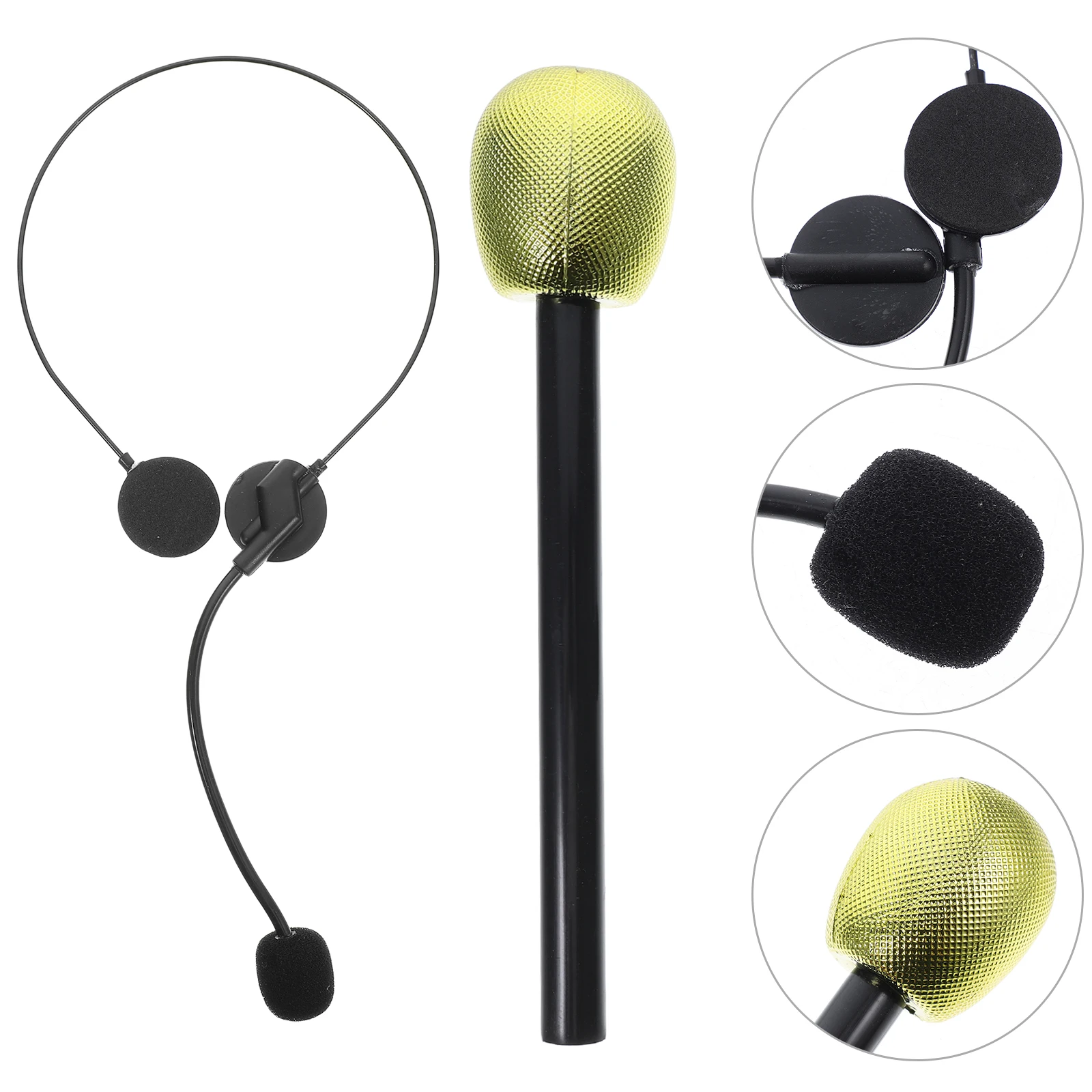 2 Pcs Celebrity Dress Up Costume Microphone Concert Accessories Cosplay Headset Headphones Fake Microphones Halloween Party