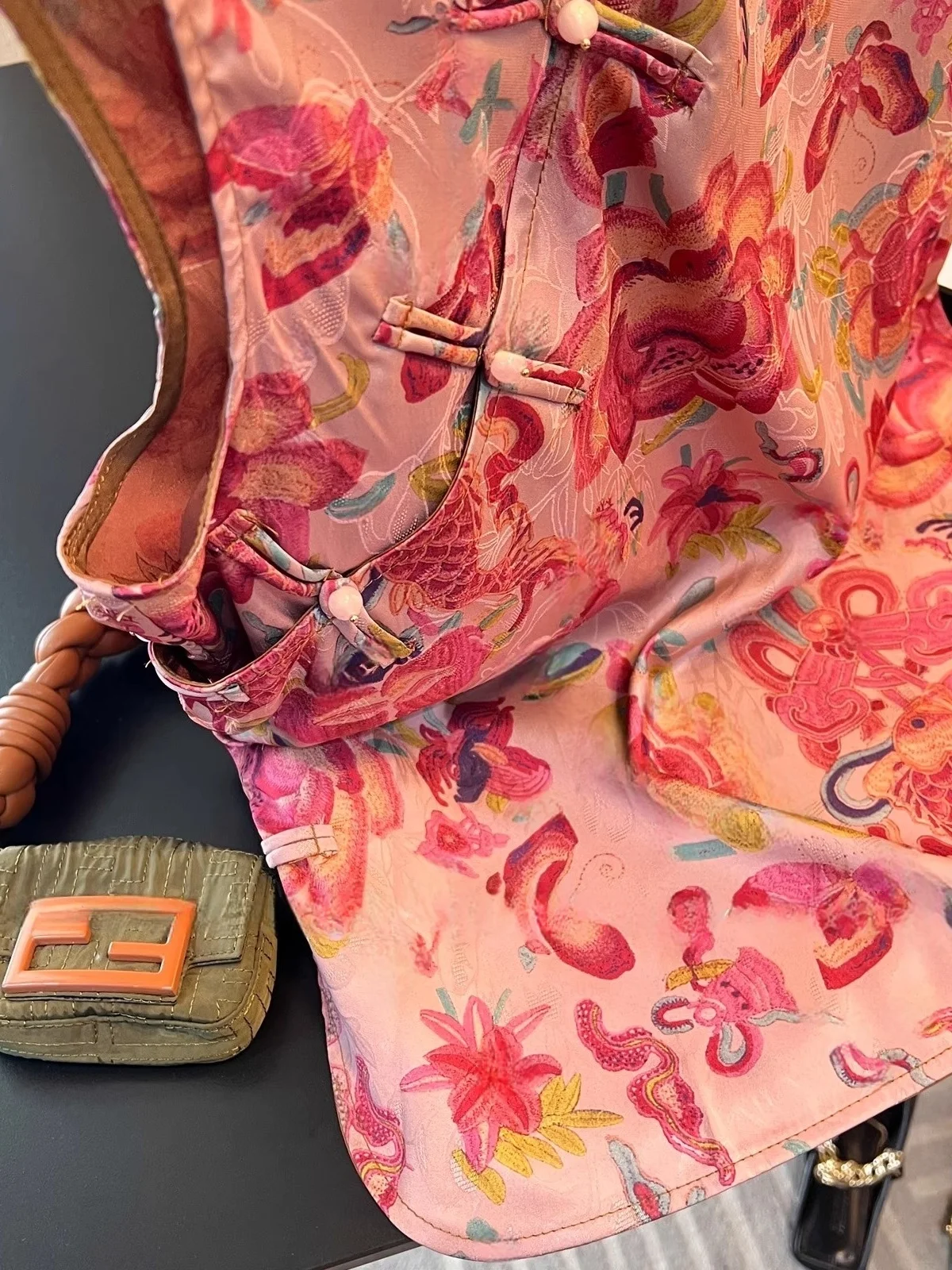 New Chinese Sle Printed Svel irt Women's Summer 2025 High-End Feelings Top Quali Fabric Non-deformable Thin Model