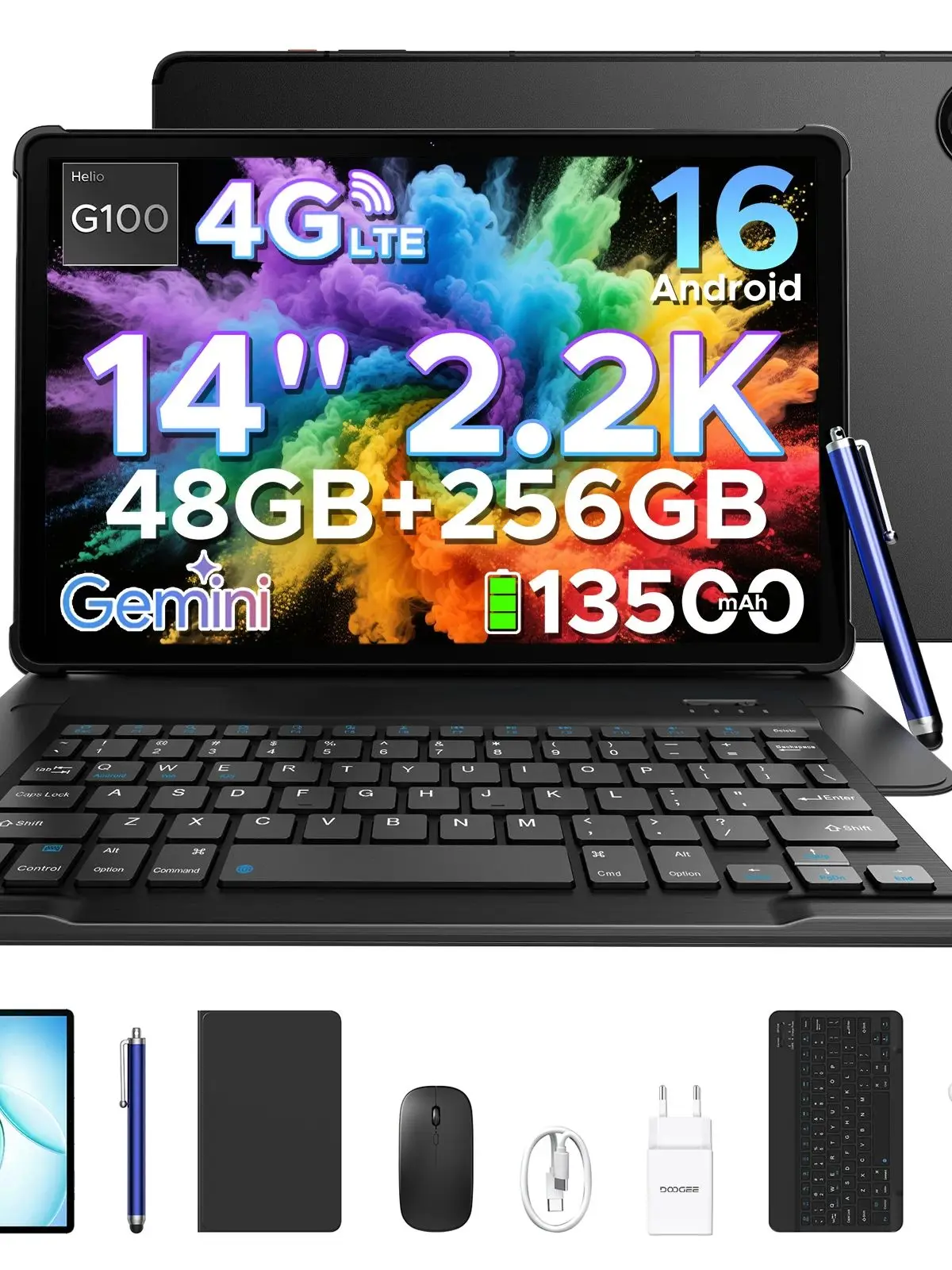 DOOGEE Tablet PC 2-in-1 Tab E3 Max Gmini AI 14 inch scherm 2.2K Batterij mAh Android 16 48GB (8 + 40) 256GB Helio G100 AI Tablet - afbeelding 2