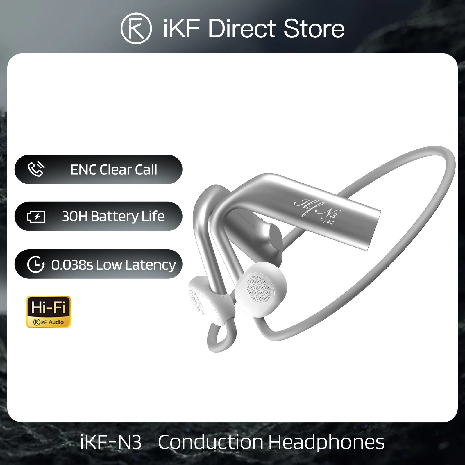 

iKF N3 Wireless Air Conduction Earphone Bluetooth Open Ear Hook Headphone Fitness/Cycling Outdoor Sports Headset IPX5 Waterproof