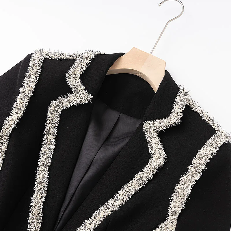 

Autumn winter velvet suit jacket half skirt tweed splicing high-end all-match elegant women's set blazer outerwears traf 2025