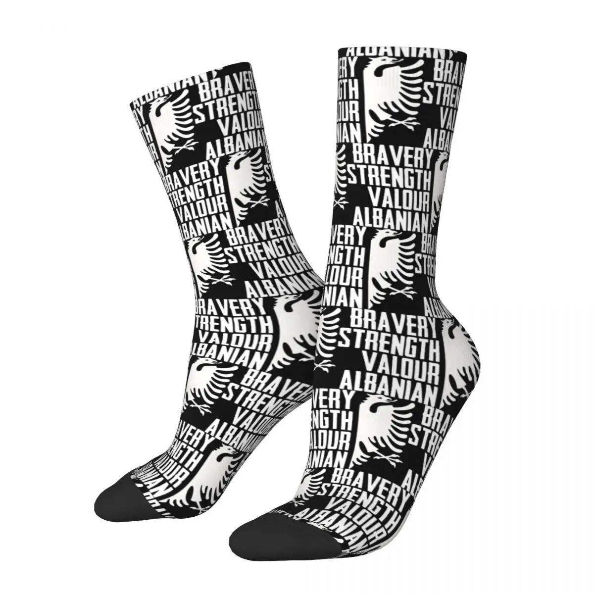 Crazy compression Eagle Flag Lover Sock for Men Harajuku Albanian Eagle Seamless Pattern Crew Sock Casual