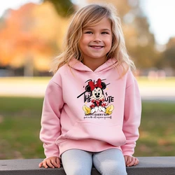 Odzież dziecięca z nadrukiem Mickey i Minnie, dziecięca bluza z kapturem w kolorze różowym oraz aksamitnym swetrem dla dziewczynek