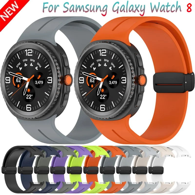 Sport-Silikonarmband für Samsung Galaxy Watch 8 40/44 mm, magnetische Schnalle, bequemes Armband, Samsung Galaxy Watch 8 Classic 46 mm