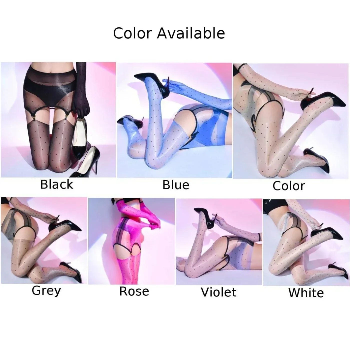 Club Oil Shiny Stockings  Women Sexy Polka Dot Tights  Sheer Pantyhose  Luxury Series  High Leg Pantyhose