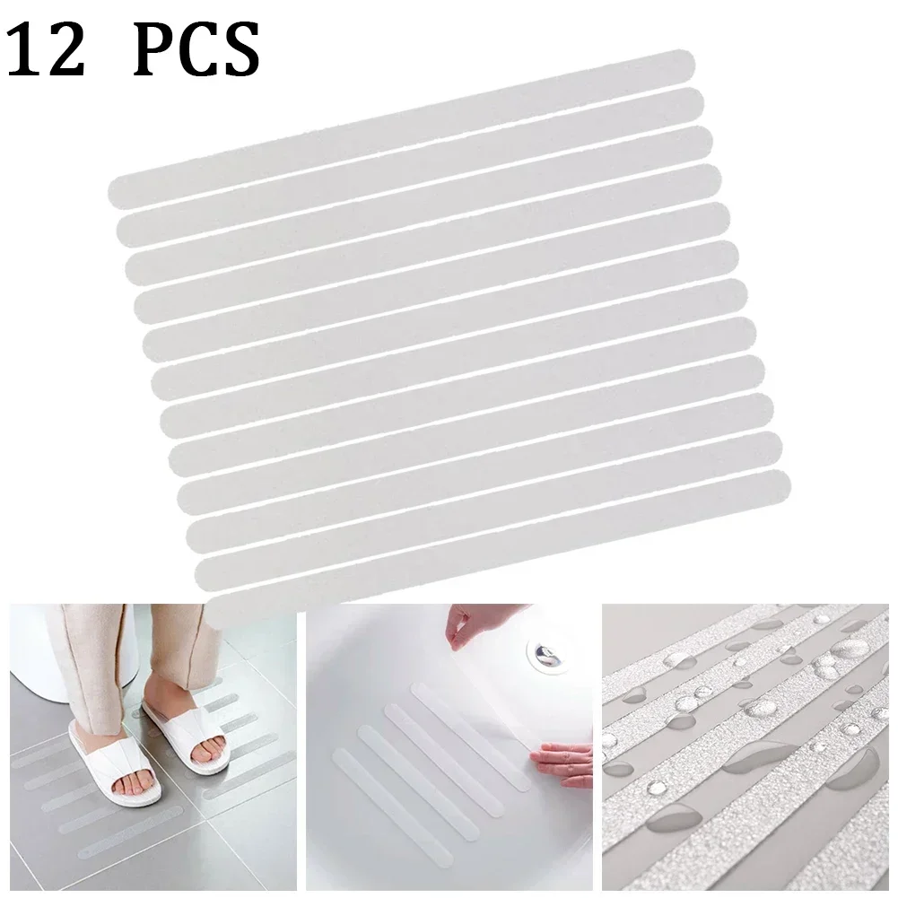 12pcs Anti-slip Strips PEVA Non Slip Bath Mat Grip Stickers Anti Slip Shower Strips Pad Floor Safety Tape Bath Mats