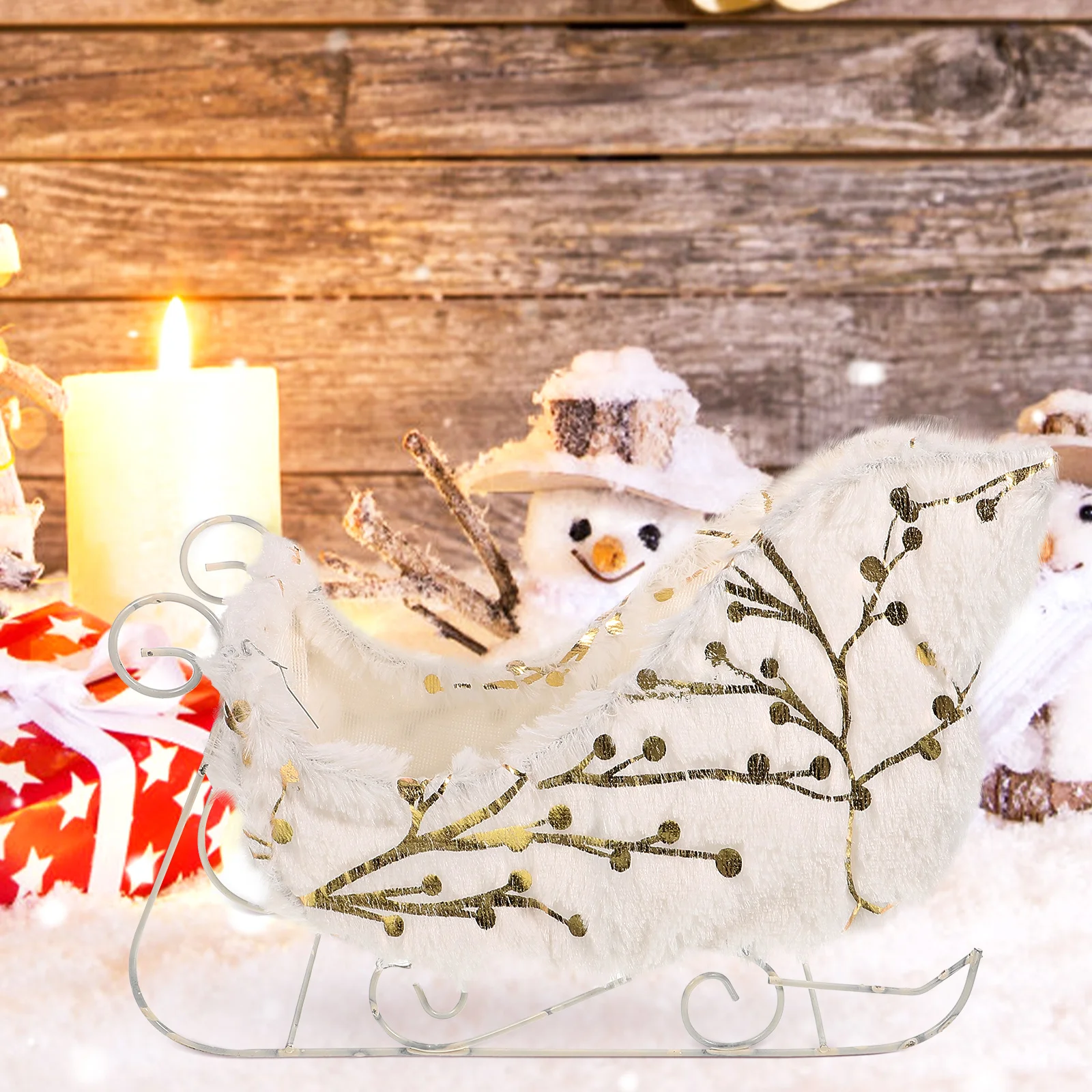

Christmas Sleigh Decoration Lightweight Desktop Sleigh Ornament For Holiday Home Party Xmas Decor Gift