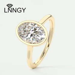 Lnngy 925 Sterling Silver Engagement Rings Fashion Dazzling Oval Zircon Solitaire Ring 14K Gold Plated Jewelry Gifts For Women