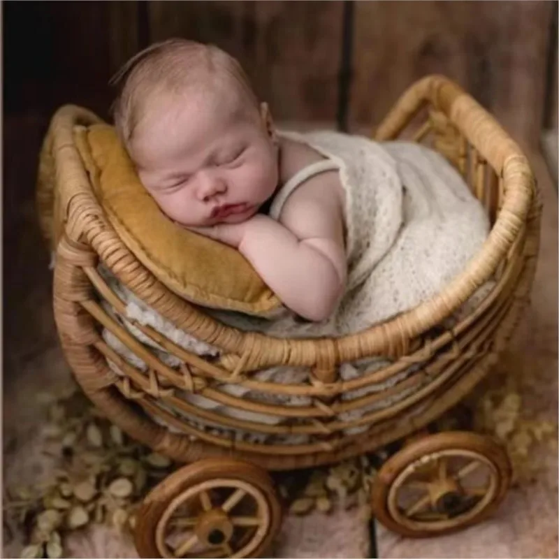 

Handmade Rattan Ins Newborn Photography Props Full Moon Shooting Props Rattan Baby Basket Studio Baby Posing Props