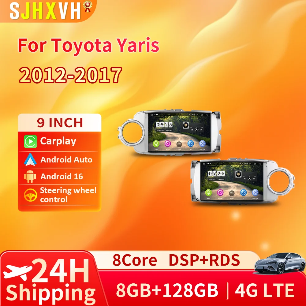 

Android 16 Carplay Car Radio For Toyota Yaris 2012 2013 2014 2015 2016 2017 LHD RHD Navigation GPS Multimedia Player Stereo WIFI