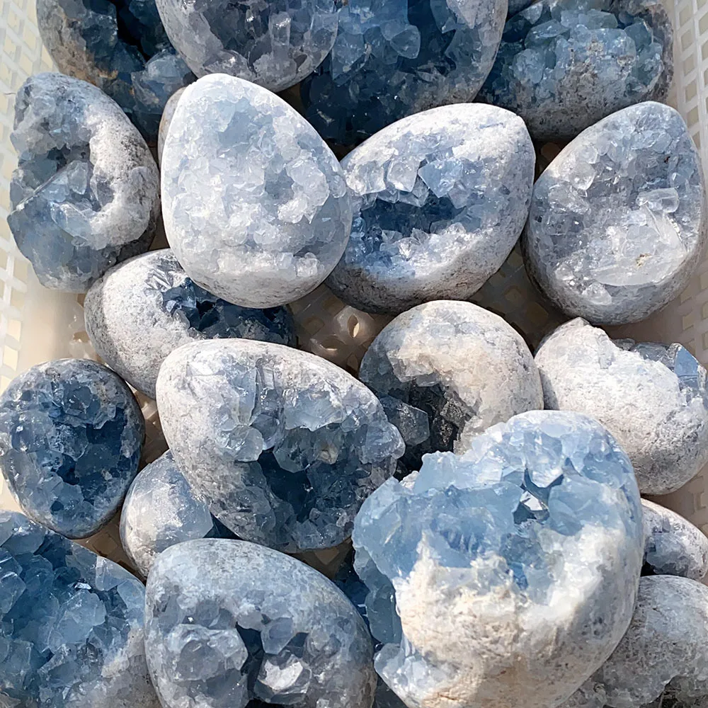 Natural Celestite Cluster Raw Ore Mineral Specimen - Healing Energy Crystal For Home Decor Gemstone Gift Randomized Delivery