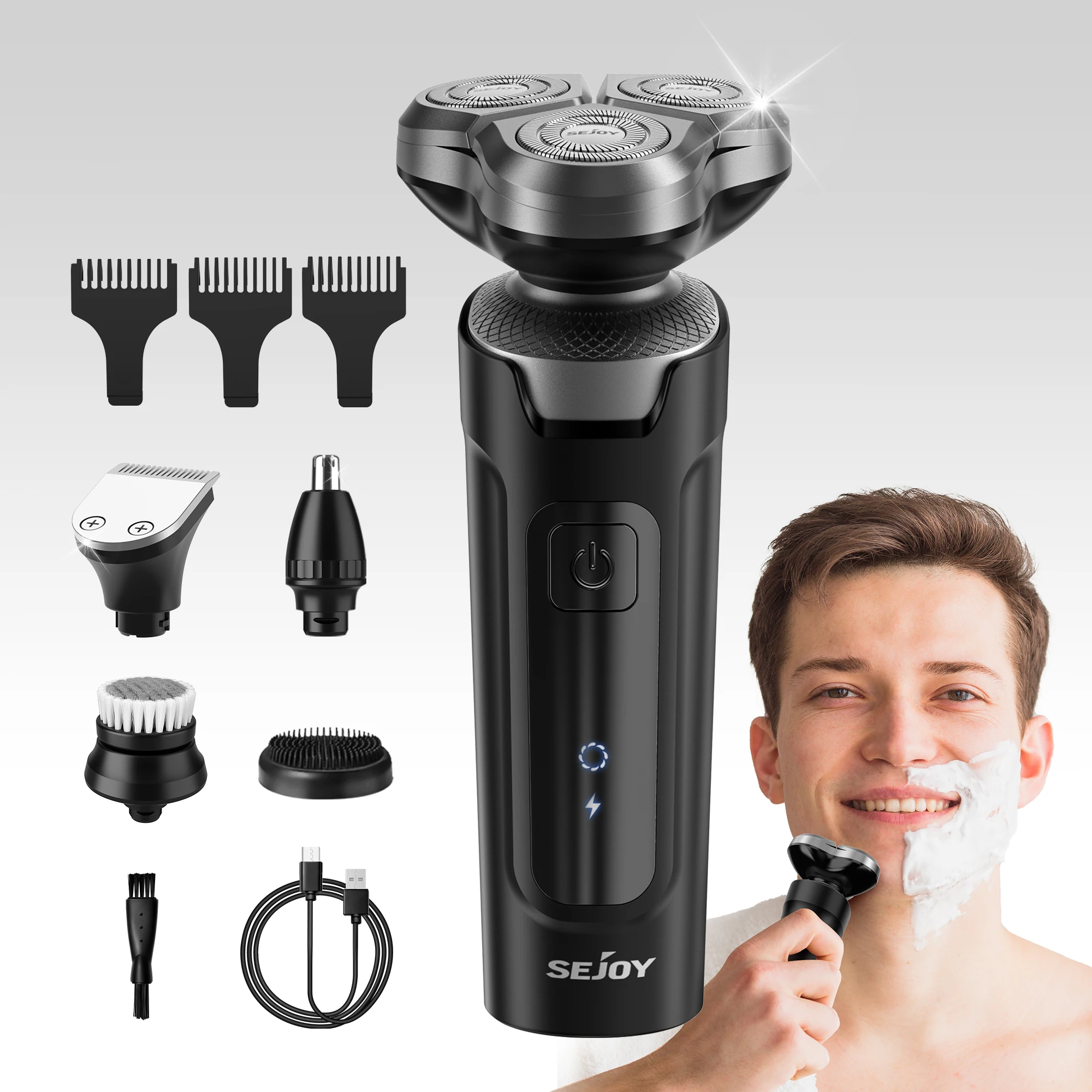 SEJOY Shaver Men USB Electric Shaver Powerful Beard Shaving Machine Electric Razor Rechargeable Waterproof