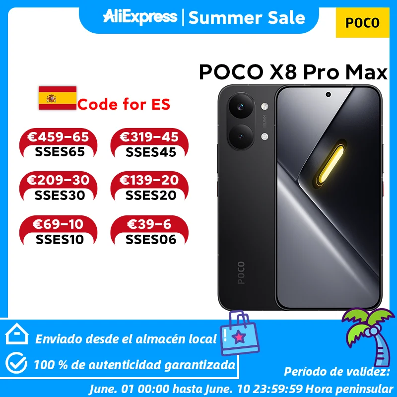 Versión Global POCO X8 Pro Max, Teléfono Inteligente con Dimensity 9500s, 8500mAh (típ.), HyperCharge de 100W, Pantalla de 6.83 Pulgadas 1.5K 120Hz, IP68, Teléfono Móvil POCO