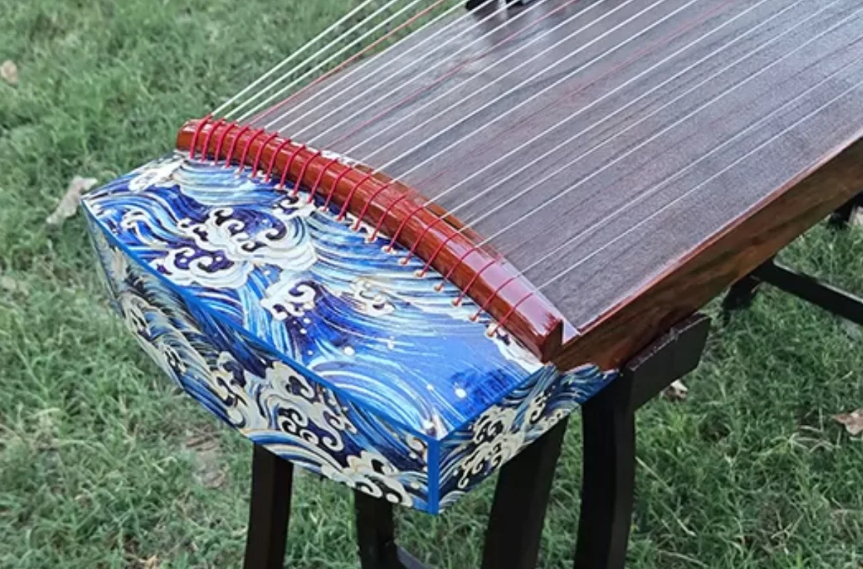 Chinese Guzheng 125cm Semi‑Carved Body Wave Painted Traditional Chinese String Instrument