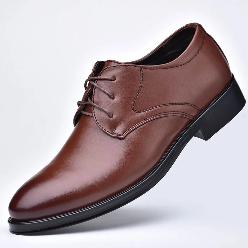 

Leather Casual Versatile Shoes Men's 2025 New Wedding Party Office Business Shoes Low Heels Lace Up Plus Size 49 Youth Men Shoe