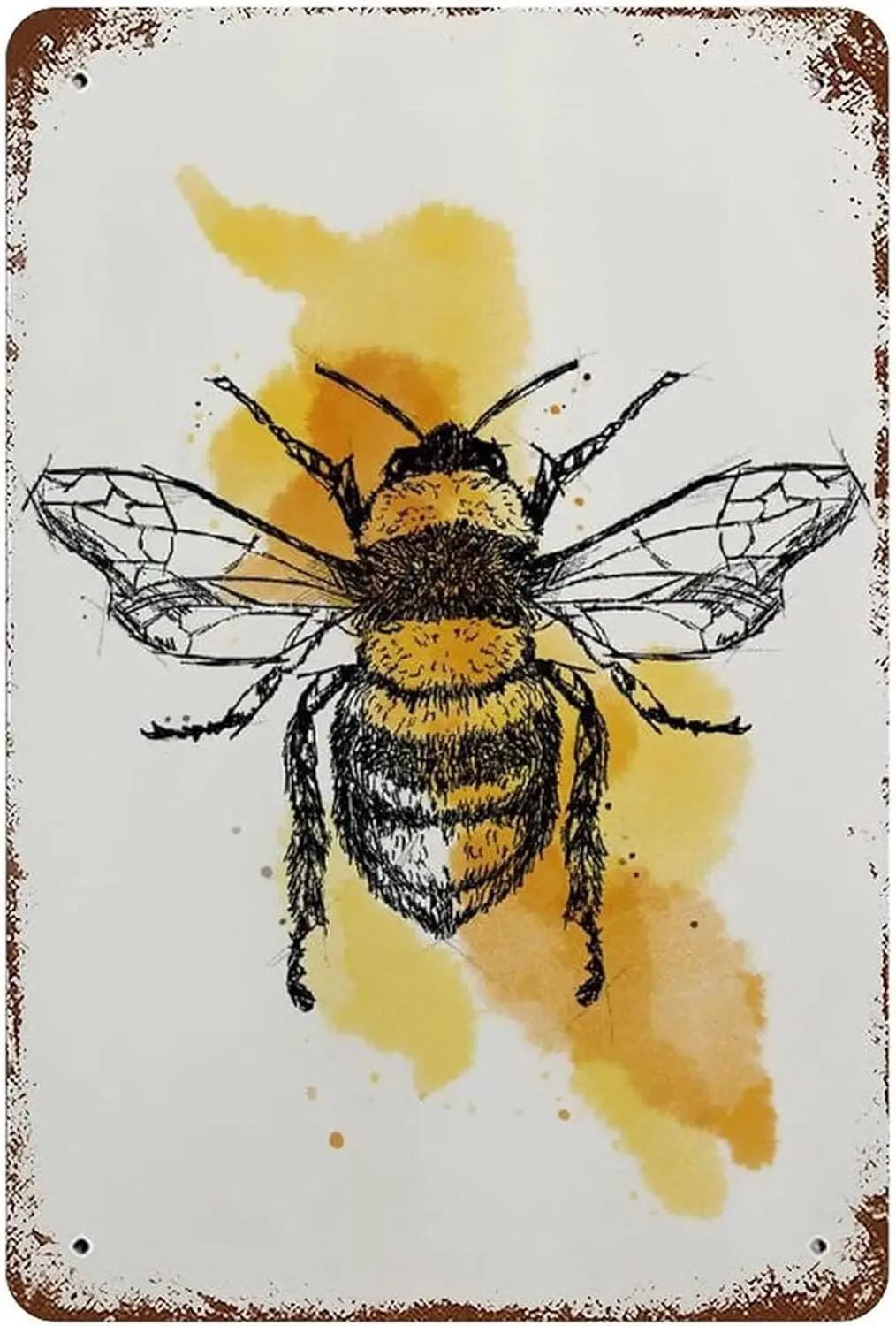 Tin Sign BEE Metal Tin Sign Retro Nostalgic Tin Sign Fun Decorative Sign for Home Kitchen Bar Room Garage Decor Insect Hone sign