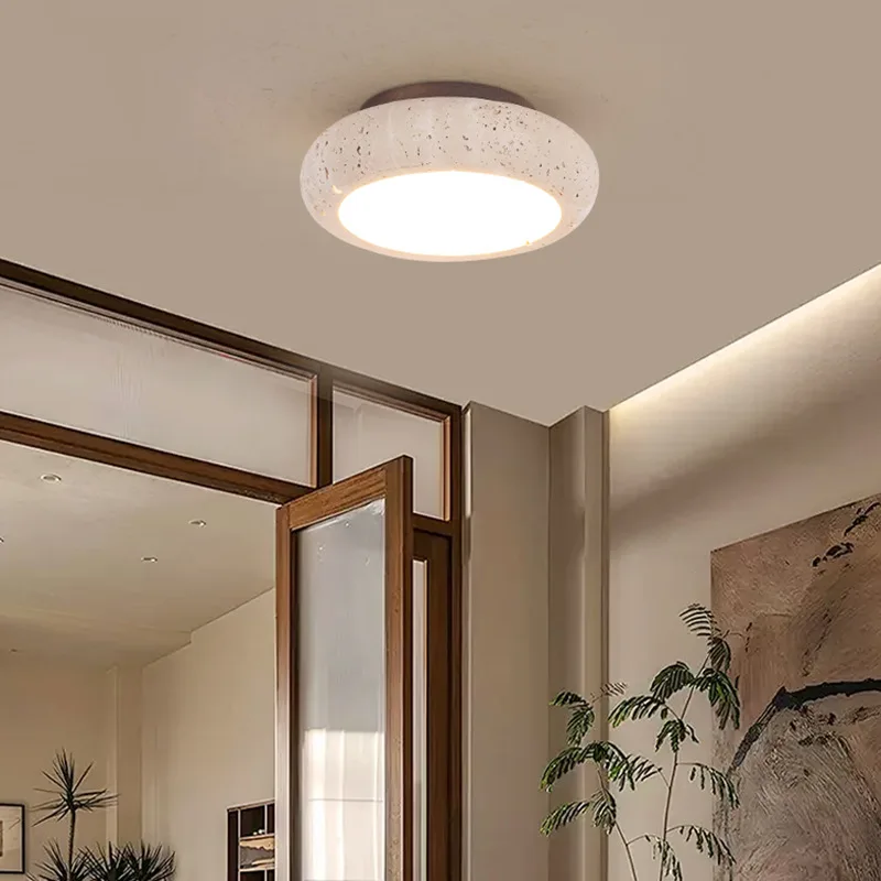 Vintage Kitchen Flush Mount Ceiling Lamp Rustic Hallway LED Light Natural Stone Ceiling Light for Entryway Bedroom Living Room