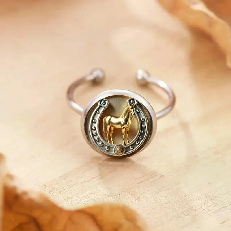 Fashion Creative Horse Pattern Ring Buckle For Women Wedding Jewelry Accessries Gift