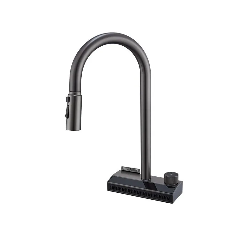 

Kitchen digital display Feiyu waterfall faucet hot and cold pull-out all-copper vegetable basin sink