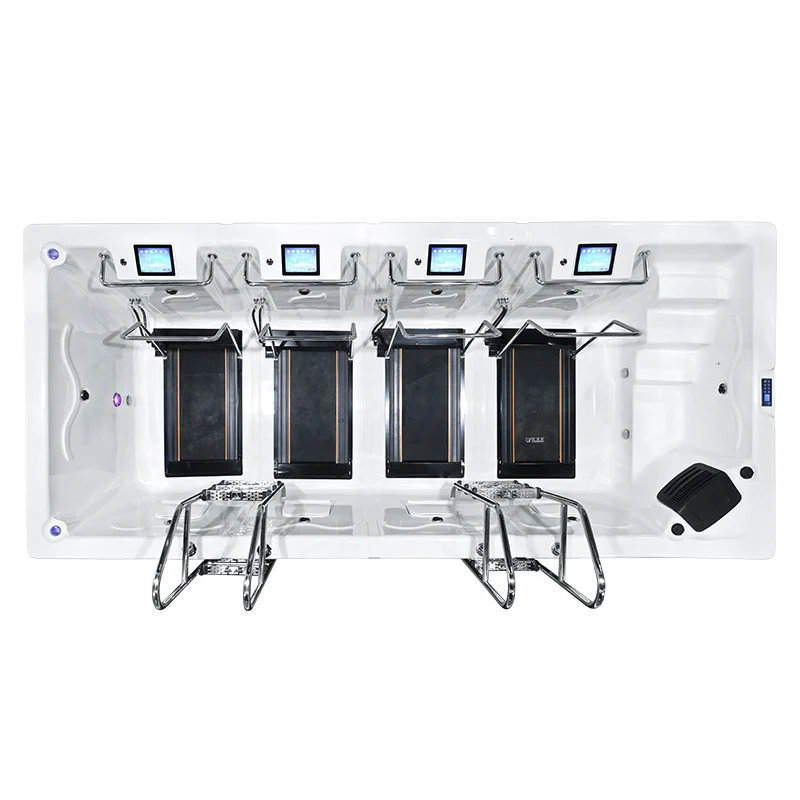 Water Treadmill For 4 Persons With Hydraulic System Swim Spa Pool Constant Temperature Fitness Water Walker Underwater Treadmill