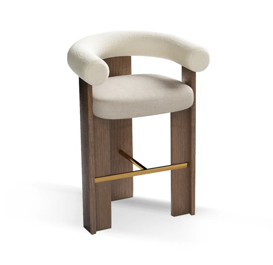 Nordic Style Midcentury-Modern Solid Wood Commercial Home Bar Restaurant Bar Stool