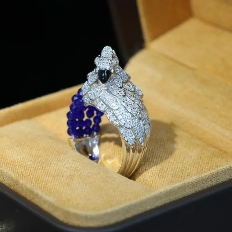 ZOCA 925 sterling zilveren ringen voor vrouwen High Carbon Diamond Royal Blue Parrot Hoge kwaliteit Bead Series Ring Sieraden