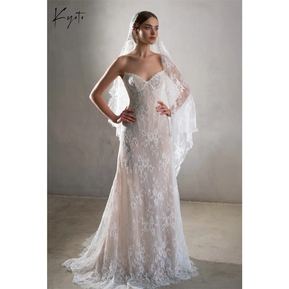 

Свадебное платье Kyoto, белое, без бретелек, с кружевом, без рукавов, элегантное вечернее платье-русалка, 2026