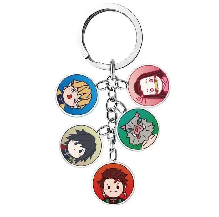 Anime Figure Kamado Tanjirou Kamado Nezuko Agatsuma Zenitsu Key Ring Personality Acrylic Key Chains Model Plate Friend Gift