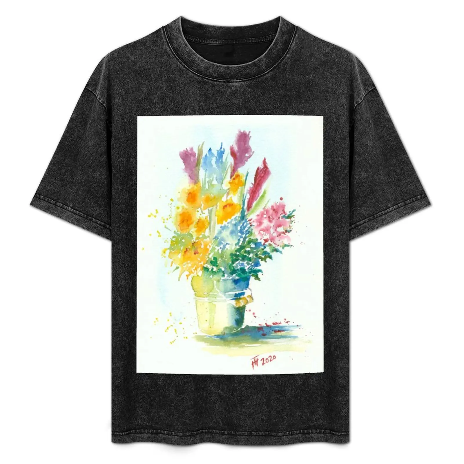

Bucket of flowers T-Shirt valentines boutique clothes summer top sweat graphics T-shirt men
