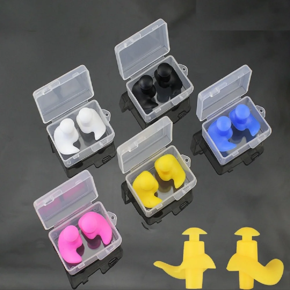 1pair/box Comfortable Lanyard Spiral Earplugs Silicone Soft Anti-noise Earplugs Waterproof and Dustproof for Swimming Sporting