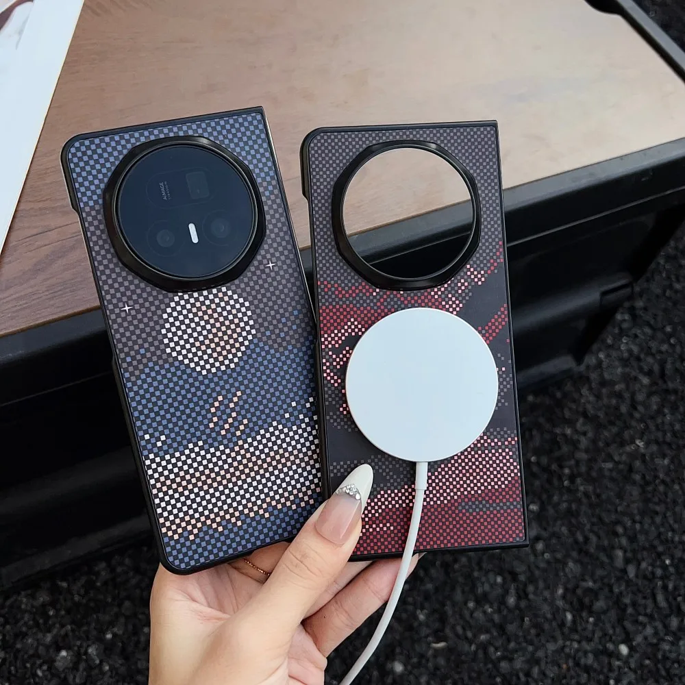 حافظة لهاتف هواوي هونور ماجيك V5 من ألياف الكربون الصلبة المغناطيسية للشحن اللاسلكي غطاء خلفي واقٍ لهاتف ماجيك V5 V3 Shell #1