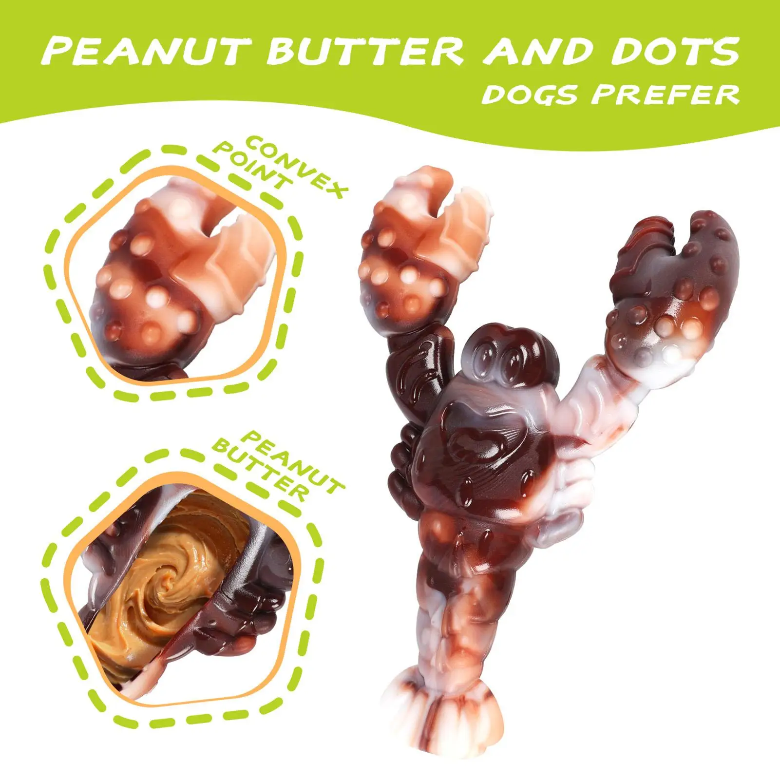 لعبة كلب جراد البحر المتينة، لعبة إثراء المضغ القوية لتخفيف القلق، تدريب الجرو واللعب التفاعلي، الاستخدام الداخلي والخارجي #6