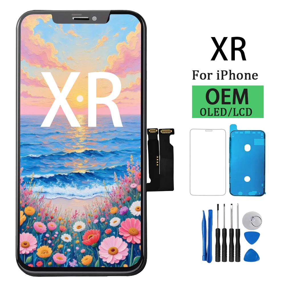 100% Excellent OEM Pantalla pour iphone XR LCD écran tactile numériseur assemblée pour iPhone XR LCD remplacement A2105 A2106