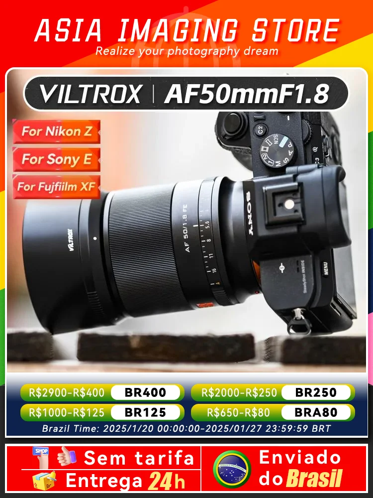 【 Do Brasil 】 Viltrox AF 50mm F1.8  Full Frame Mirrorless Camera Standard Fixed Portrait Lens for Sony A7 A7II A7III A7IV 50 1.8