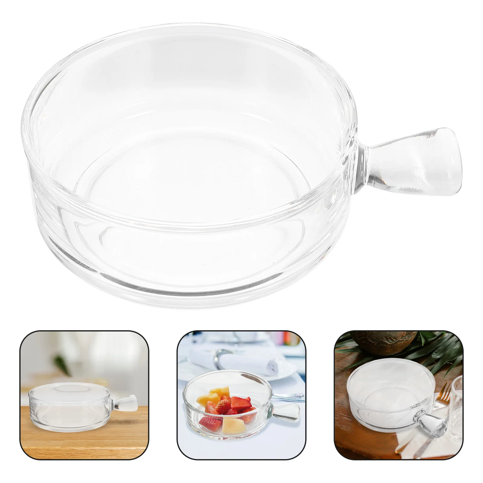 

Стеклянная салатница с ручкой, большая, для повседневного и торжественного использования, простая в уходе, для дома и кухни