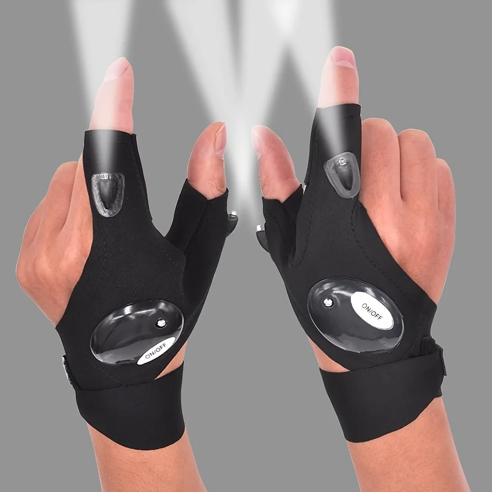 Fingerless LED Flashlight Glove For Fishing Camping Hiking Survival Rescue Christmas Gift